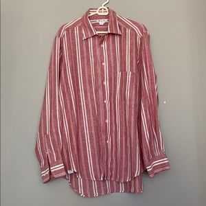 Loro Piana Red With White Stripes Button Down